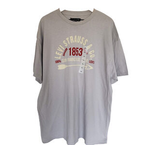 Levi Gray T Shirt Men SIZE XXL Short Sleeve Graphic 1853 Logo San Francisco FLAW